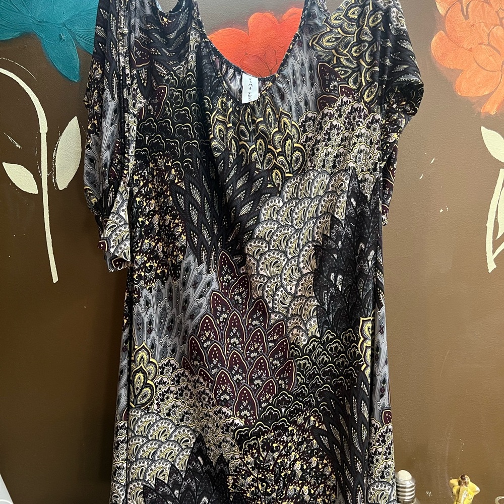 Multicolor Patterned Dress